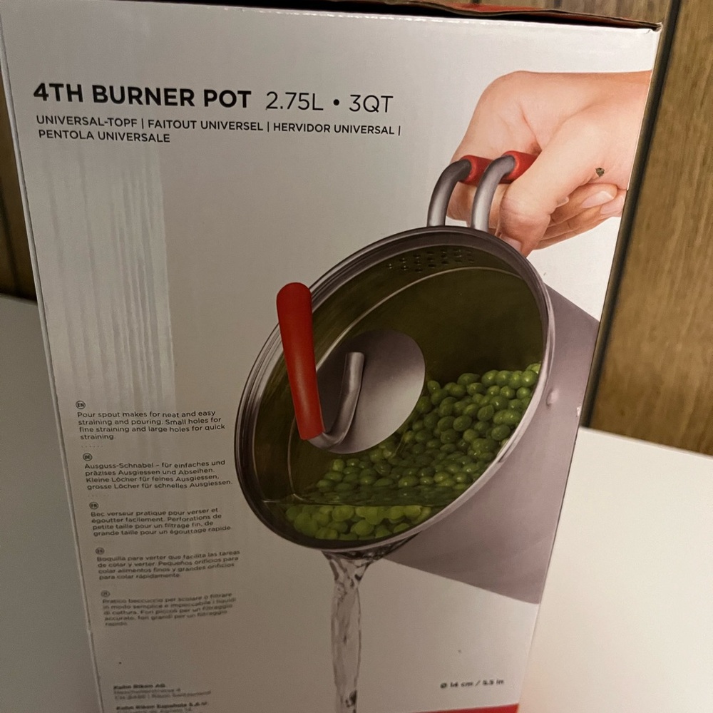 Kuhn Rikon Stainless Steel 4th Burner Pot with Red Handle - Picture 2 of 4
